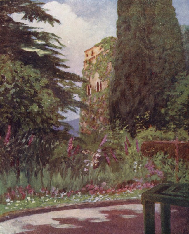 Zahrada Palazzo Ruffolo, Ravello (barevná litografie) od Augustine Fitzgerald