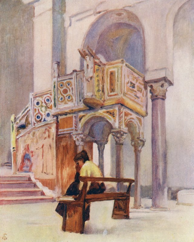 Kazatelna San Giovanni Del Toro, Ravello (barevná litografie) od Augustine Fitzgerald