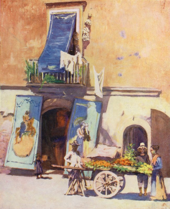 Ulice, přístav, Neapol (barevná litografie) od Augustine Fitzgerald