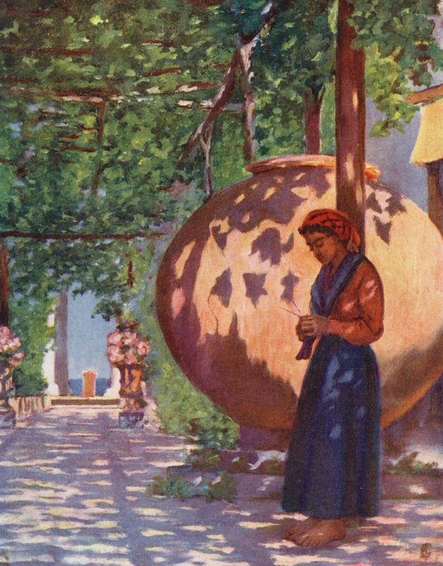 Villa Maresca, poblíž Casamicciola, Ischia (barevná litografie) od Augustine Fitzgerald