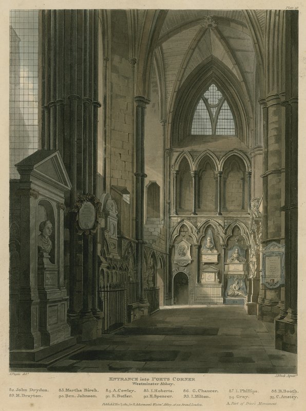 Vstup do Poets Corner, Westminster Abbey, Londýn od Augustus Charles Pugin