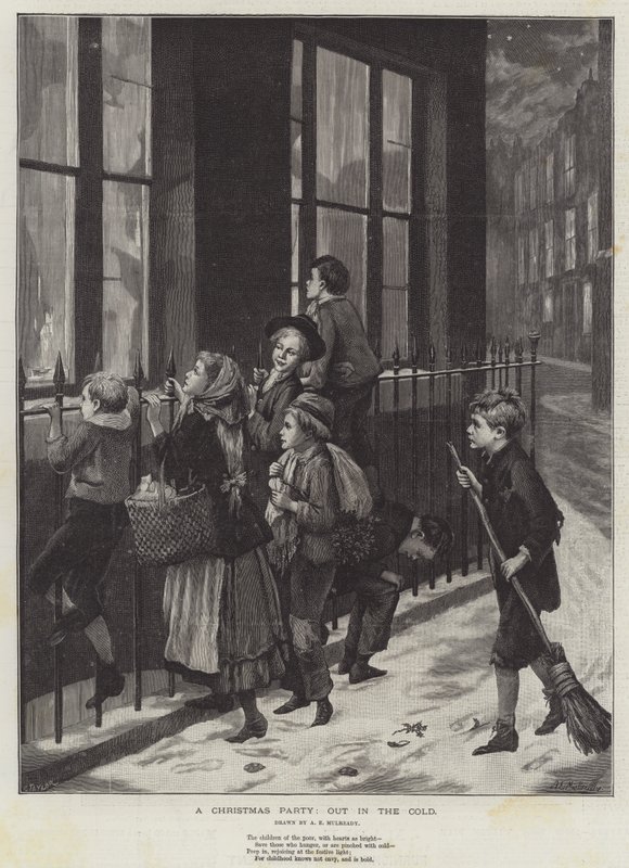 Vánoční večírek v chladu od Augustus Edward Mulready