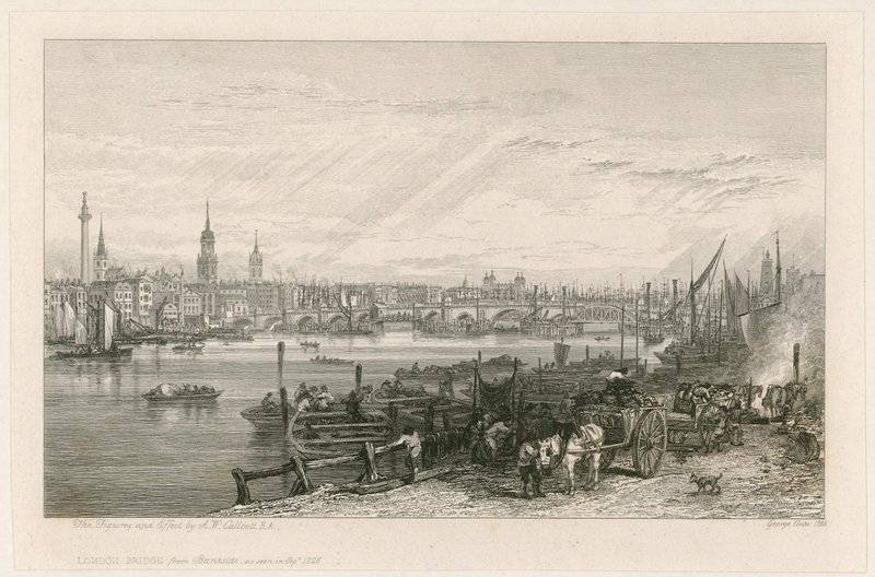 Stavba New London Bridge, 1826 od Augustus Wall Callcott