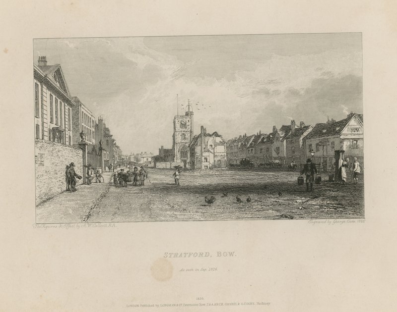 Celkový pohled na Stratford in Bow od Augustus Wall Callcott