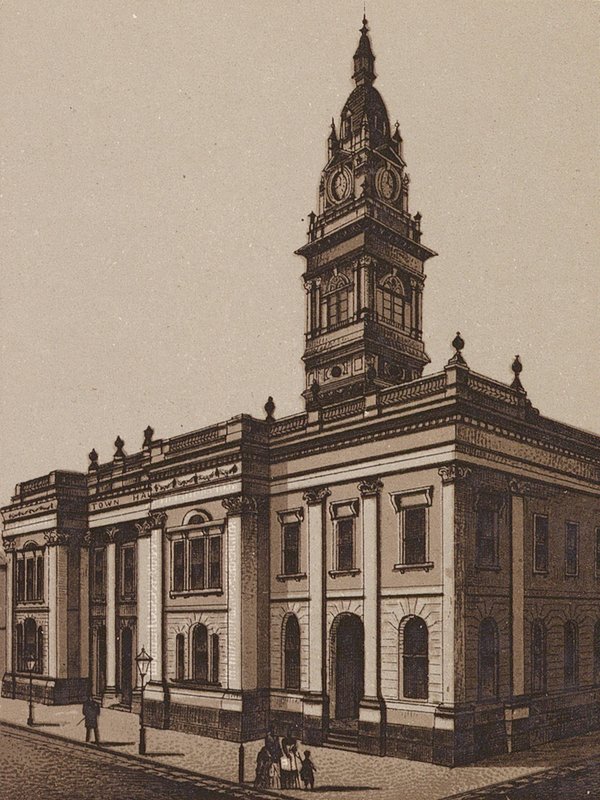 Melbourne, Austrálie: Prahran Town Hall (litografie) od Australian School