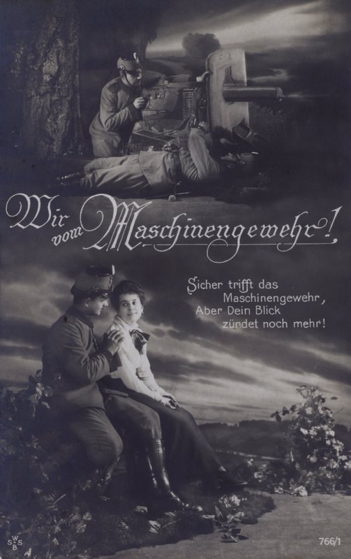 Rakouský kulometčík na bojišti a se svou milou (č/b foto) od Austrian Photographer