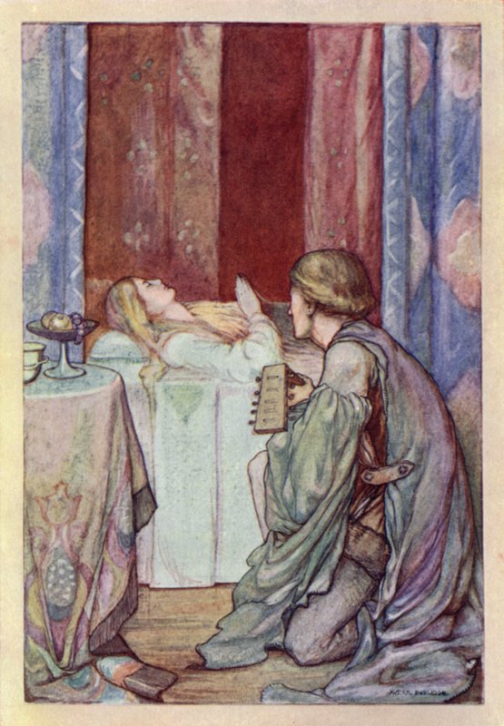 John Keats: Předvečer svaté Anežky (barevné lito) od Averil Mary Burleigh