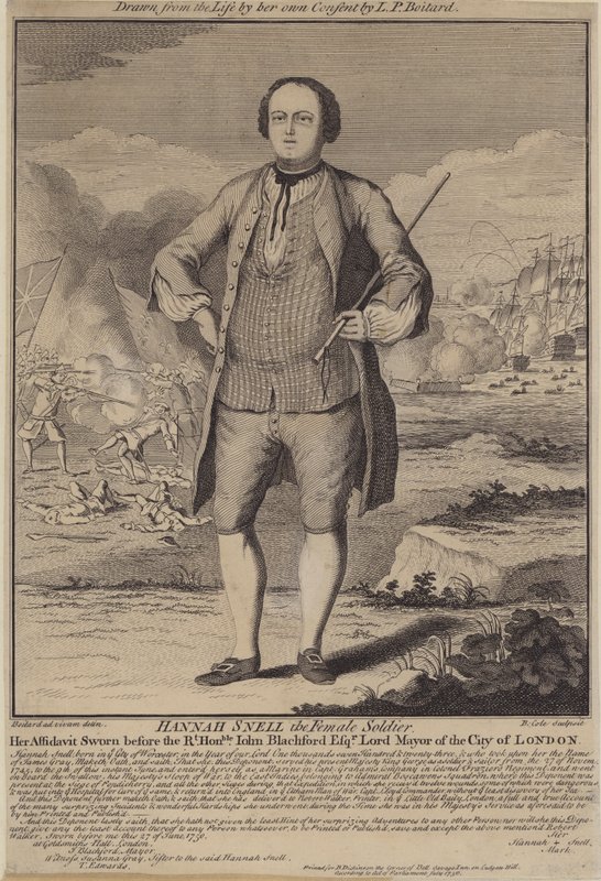 Hannah Snell, vojačka (rytina) od B. Cole