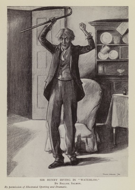 Anglický herec Henry Irving ve hře Arthura Conana Doyla Waterloo (litografie) od Balliol (after) Salmon