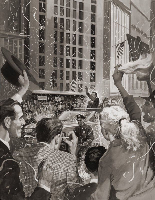 Richard Nixon zvolen prezidentem Spojených států (kvaš na papíře) od Barrie Linklater