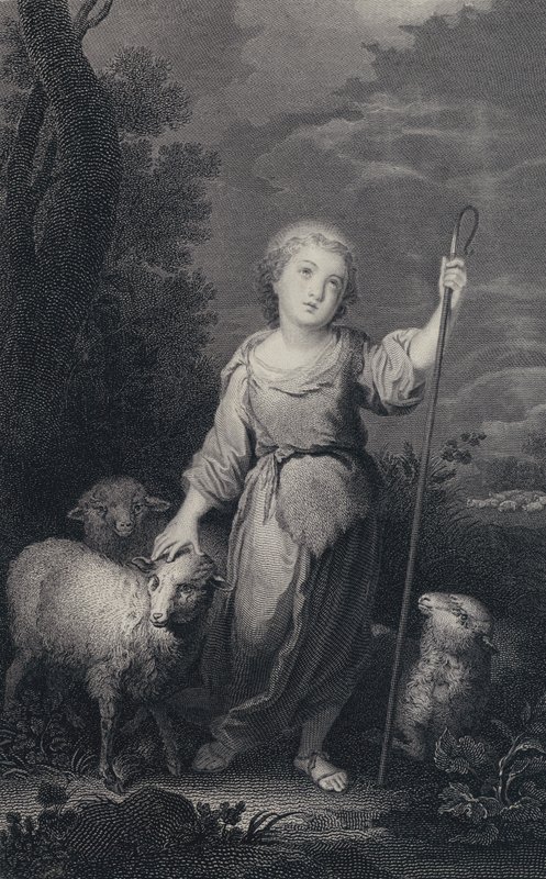 Dobrý pastýř (rytina) od Bartolome Esteban (after) Murillo