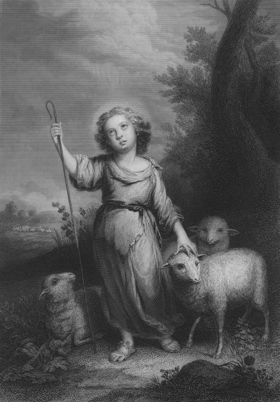 Dobrý pastýř (rytina) od Bartolome Esteban (after) Murillo