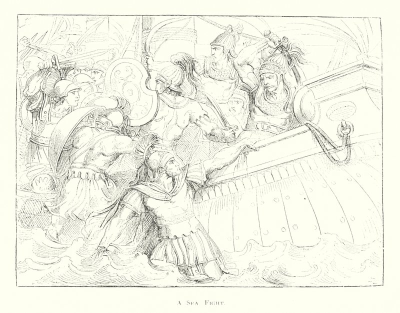 Boj na moři (litografie) od Bartolomeo Pinelli