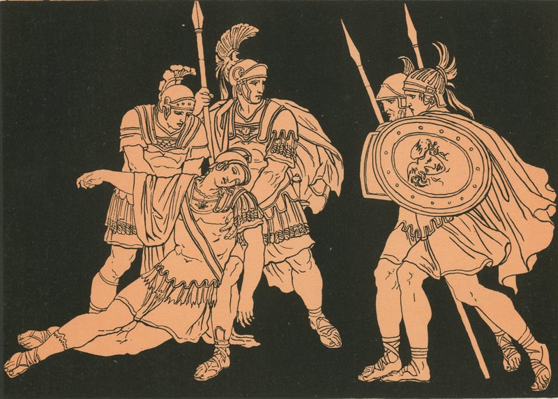 Aeneas a Lausovo tělo od Bartolomeo Pinelli