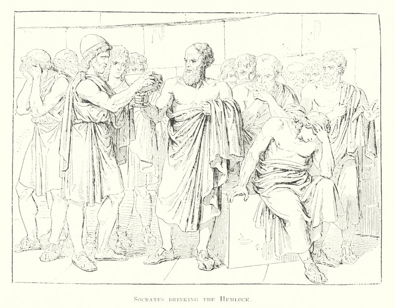 Sokrates pije bolehlav (litografie) od Bartolomeo Pinelli