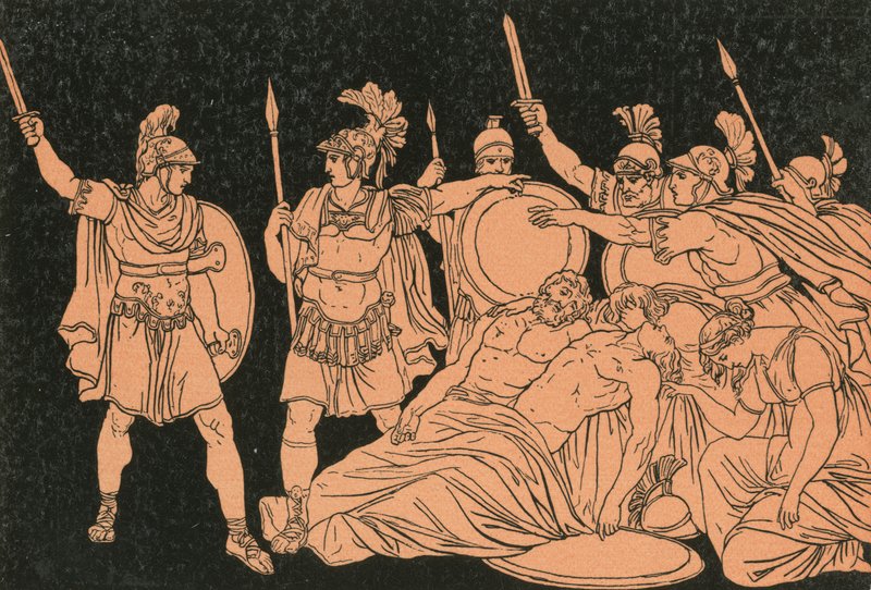 Turnus nad těly Almy a Galaese od Bartolomeo Pinelli