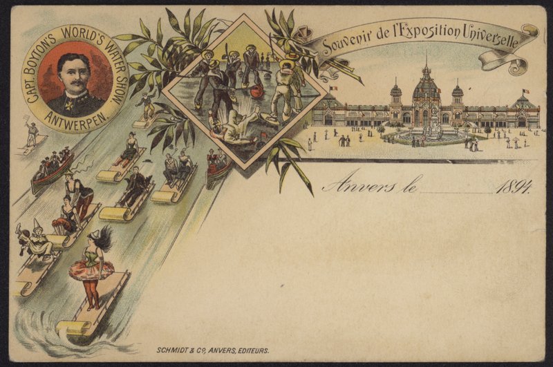 Světová vodní show kapitána Boytona, suvenýr z Exposition Internationale d"Anvers, Antverpy, Belgie, 1894 od Belgian School
