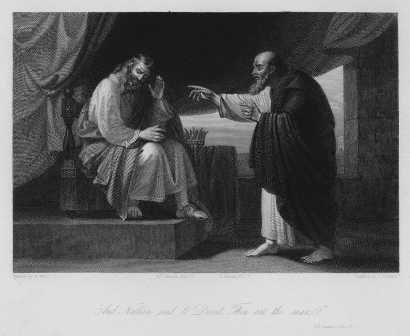 Nathan a David, II Samuel XII, 7 (rytina) od Benjamin (after) West