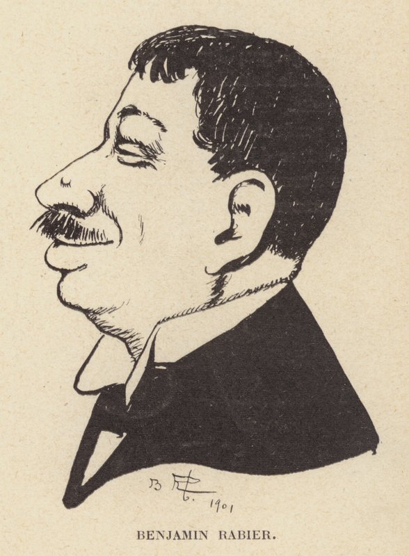 Karikaturní autoportrét francouzského karikaturisty a ilustrátora Benjamina Rabiera (litho) od Benjamin Rabier