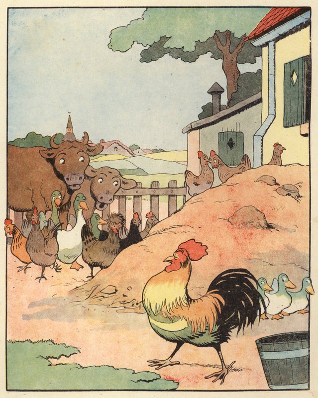 Ilustrace pro Chantecler od Benjamina Rabiera (barevné lito) od Benjamin Rabier