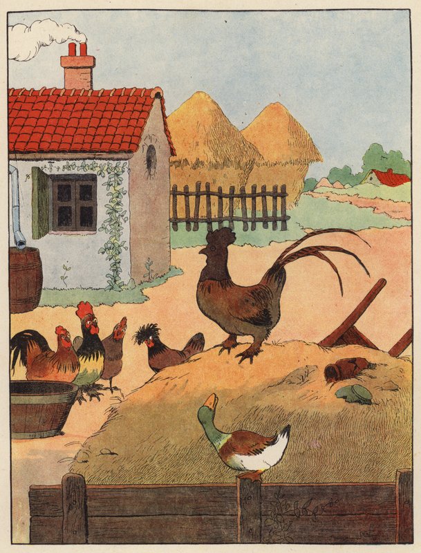 Ilustrace pro Chantecler od Benjamina Rabiera (barevné lito) od Benjamin Rabier