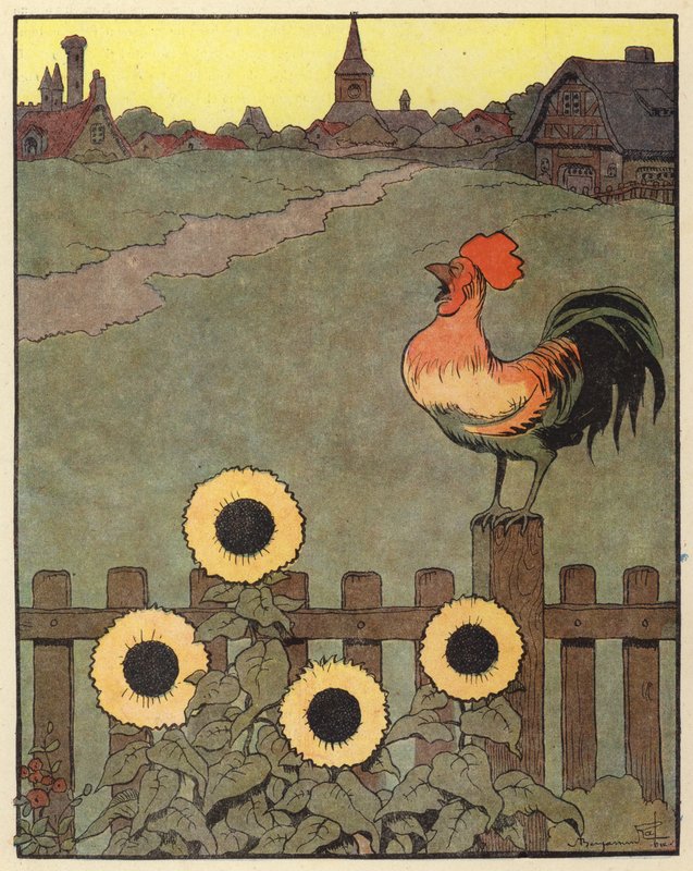 Ilustrace pro Chantecler od Benjamina Rabiera (barevné lito) od Benjamin Rabier