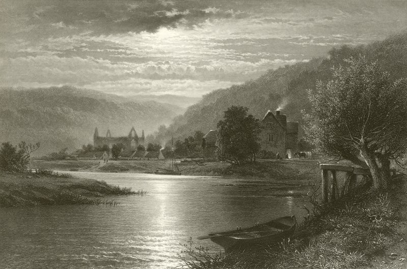 Tintern Abbey - Moonlight on the Wye od Benjamin Williams Leader