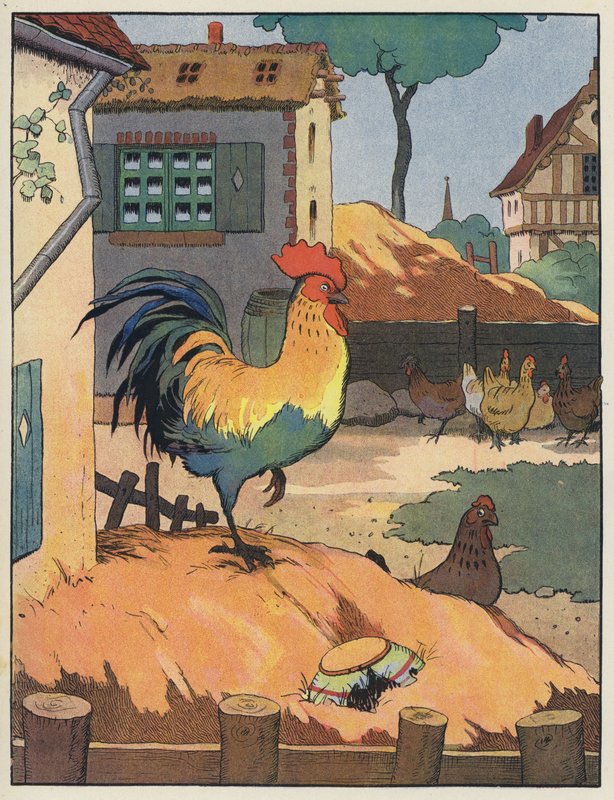 Kohout a slepice na hospodářském dvoře od Benjamin Rabier