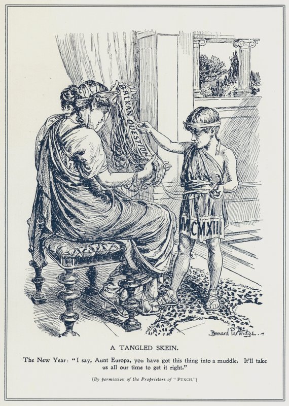 Balkánská otázka, zamotané přadeno (litho) od Bernard (after) Partridge