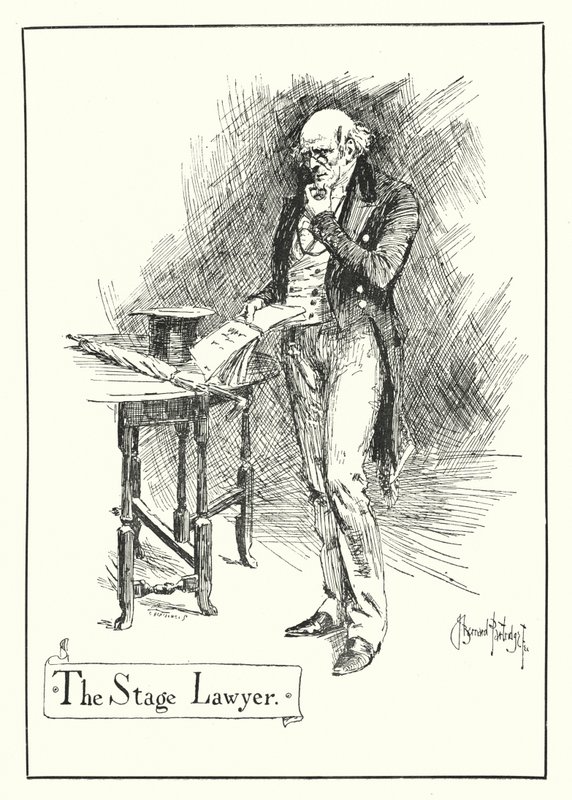 The Stage Lawyer (rytina) od Bernard (after) Partridge