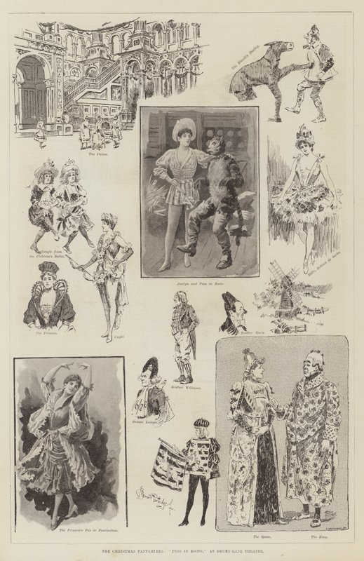 Vánoční pantomima, Kocour v botách, v divadle Drury-Lane Theatre od Bernard Partridge