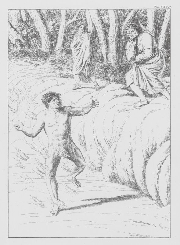 Danteho Božská komedie, Peklo, deska XXVII (litografie) od Bernhard Schuler
