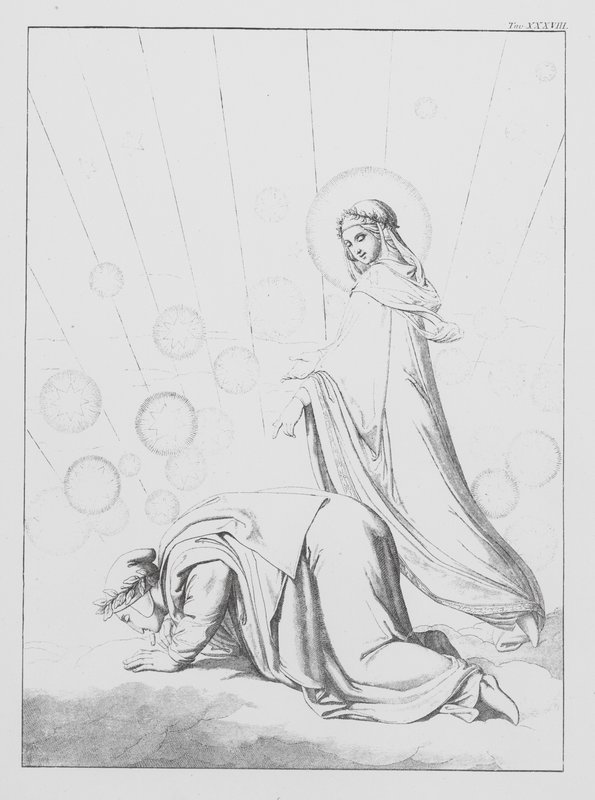 Danteho Božská komedie, Paradiso (Nebe), deska XXXVIII (litografie) od Bernhard Schuler