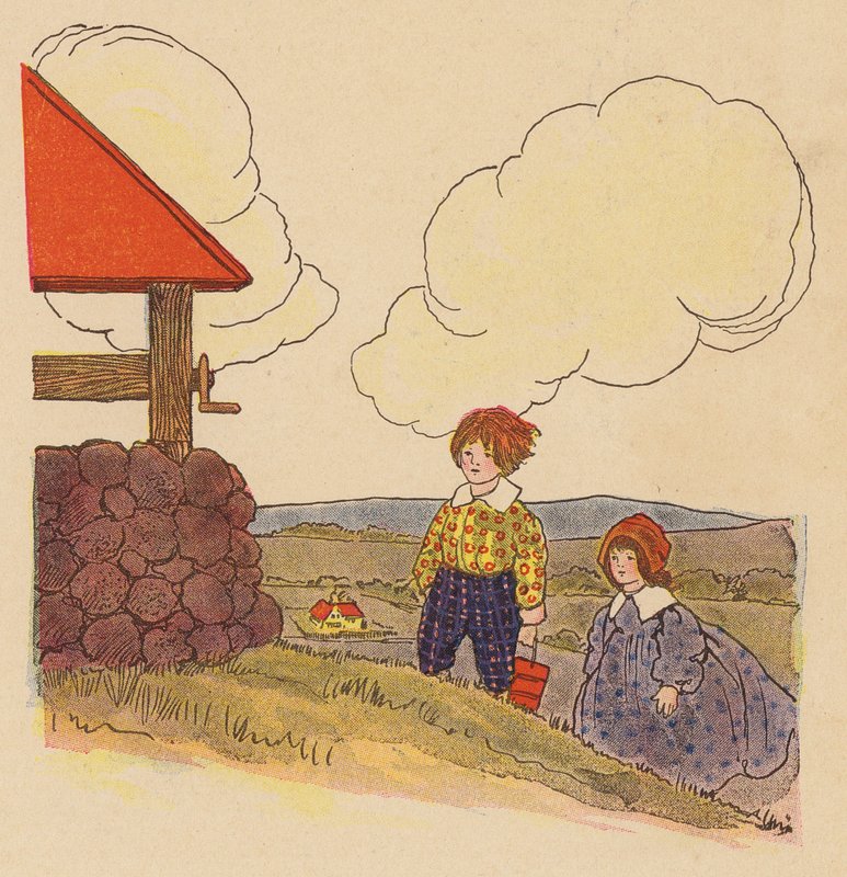 Říkanka: Jack a Jill (barevná litografie) od Blanche Fisher Wright