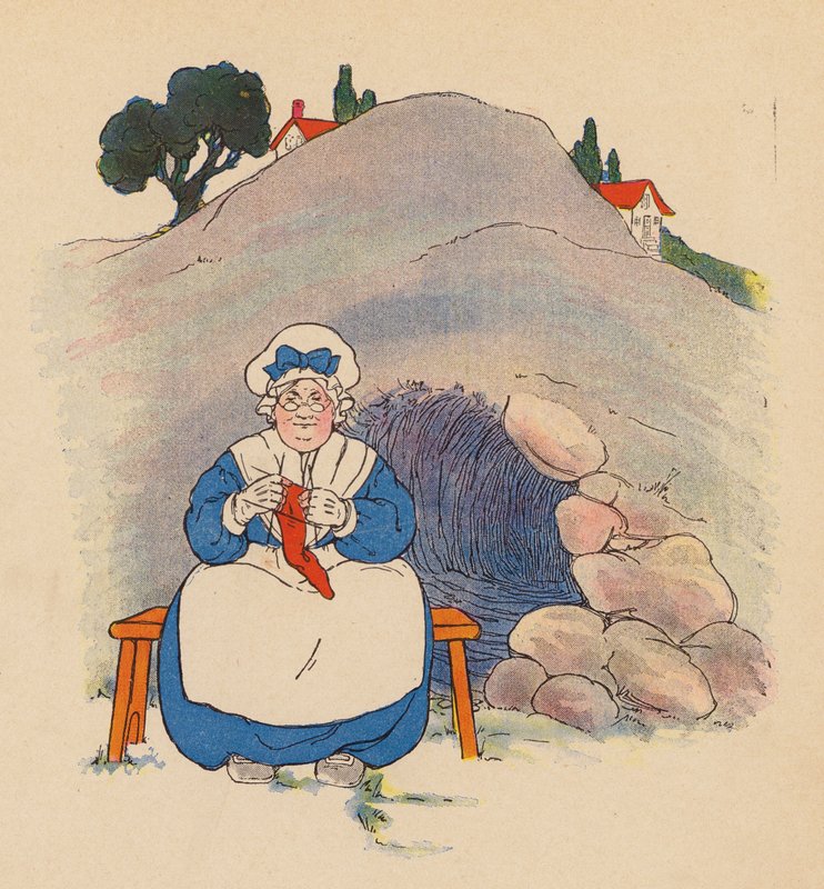 Říkanka: Stařenka pod kopcem (barevná litografie) od Blanche Fisher Wright