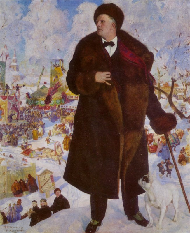 Portrét ruského operního pěvce Feodora Chaliapina od Boris Mikhailovich Kustodiev