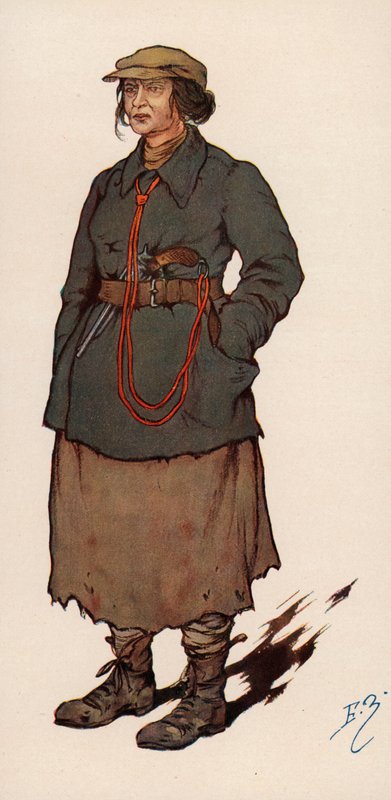 Žena agentka Čeky, sovětské tajné policie zřízené po ruské revoluci (barevné lito) od Boris Vasilievich Zvorykin