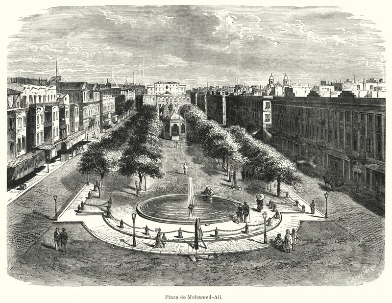 Náměstí Mohammeda Aliho, Alexandrie, Egypt (litho) od Bruno Heinrich Strassberger