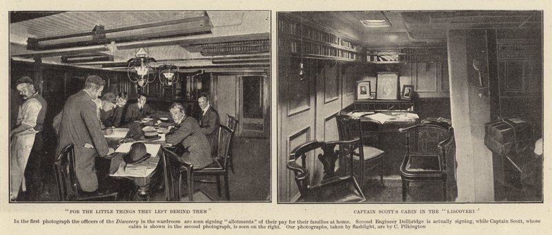 Za ty maličkosti, které za sebou nechali, kapitán Scotts Cabin v Discovery litho od C. Pilkington