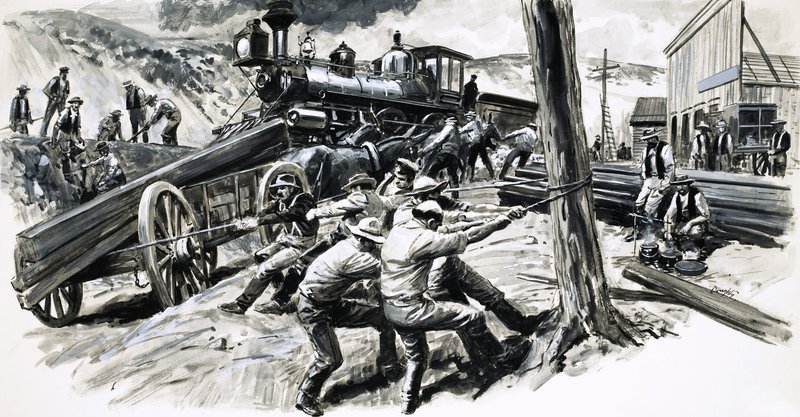 Železnice projíždějící státem Washington v roce 1873 od C.L. Doughty
