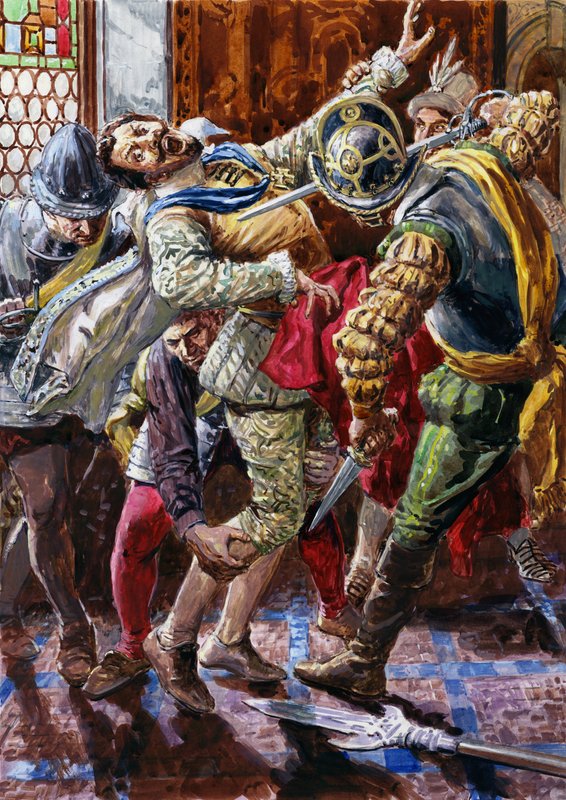 Zavraždění Jindřicha I., vévody z Guise, tělesnou stráží krále Jindřicha III. od C.L. Doughty