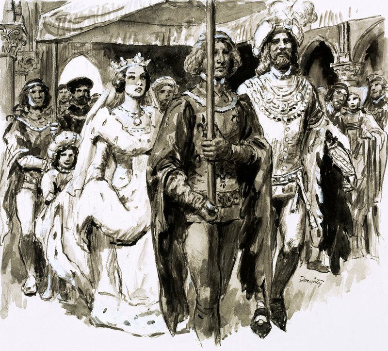 Ve 13 letech se krásná Isabella provdala a stala se anglickou královnou (kvaš na papíře) od C.L. Doughty