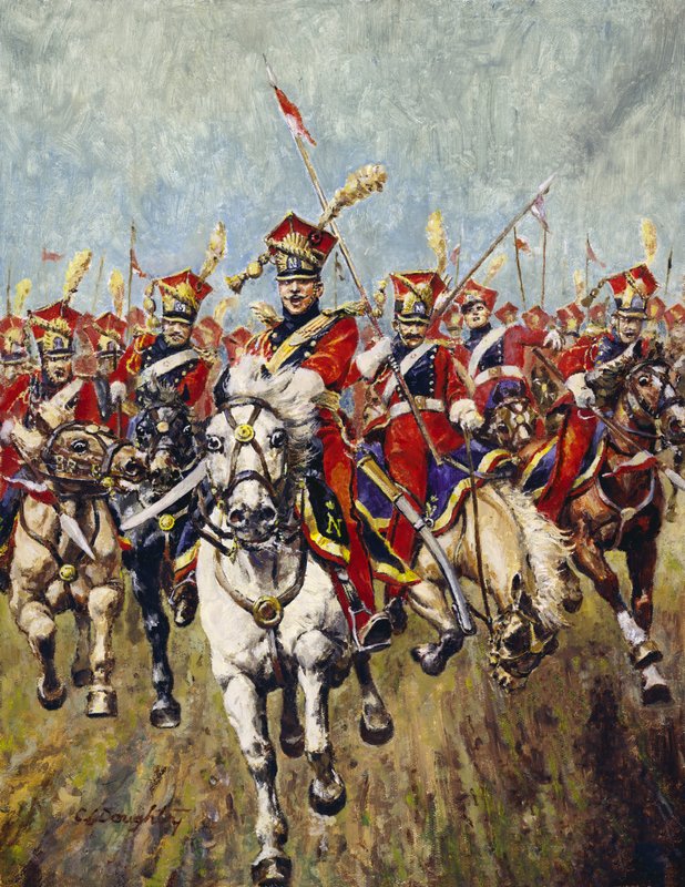 Útok francouzské kavalerie (olej na plátně) od C.L. Doughty