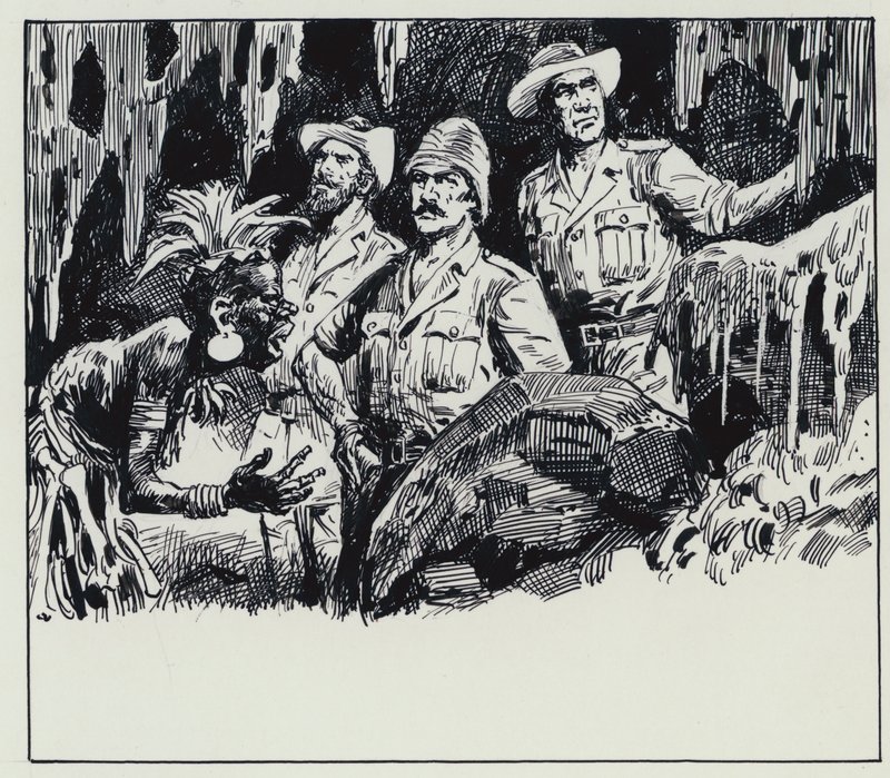 Ilustrace k filmu Doly krále Šalamouna (kvaš na papíře) od C.L. Doughty