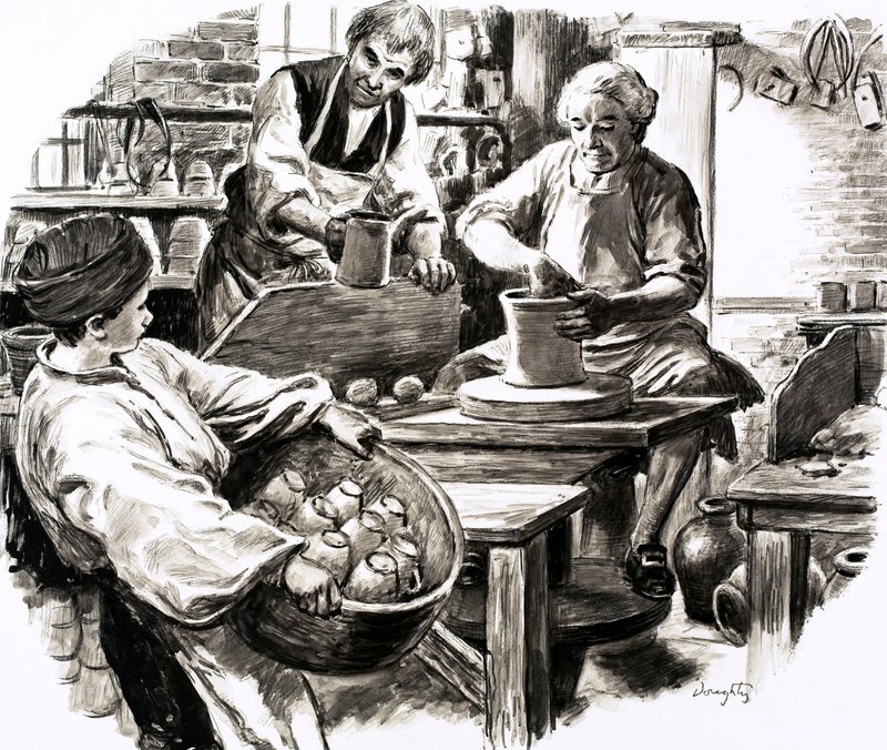 Josiah Wedgwood se vyučil v rodinném hrnčířství (kvaš na papíře) od C.L. Doughty