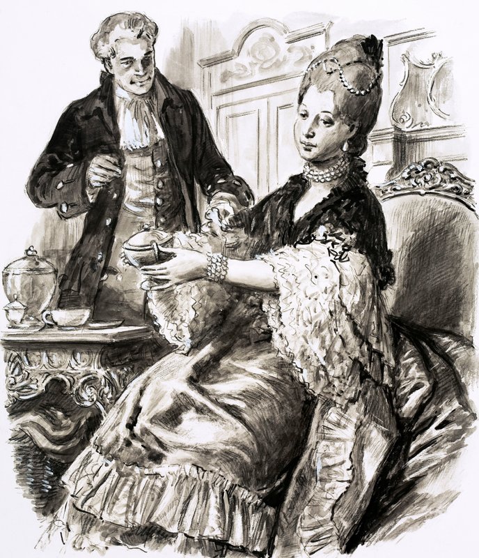 Josiah Wedgwood s královnou Charlotte (kvaš na papíře) od C.L. Doughty