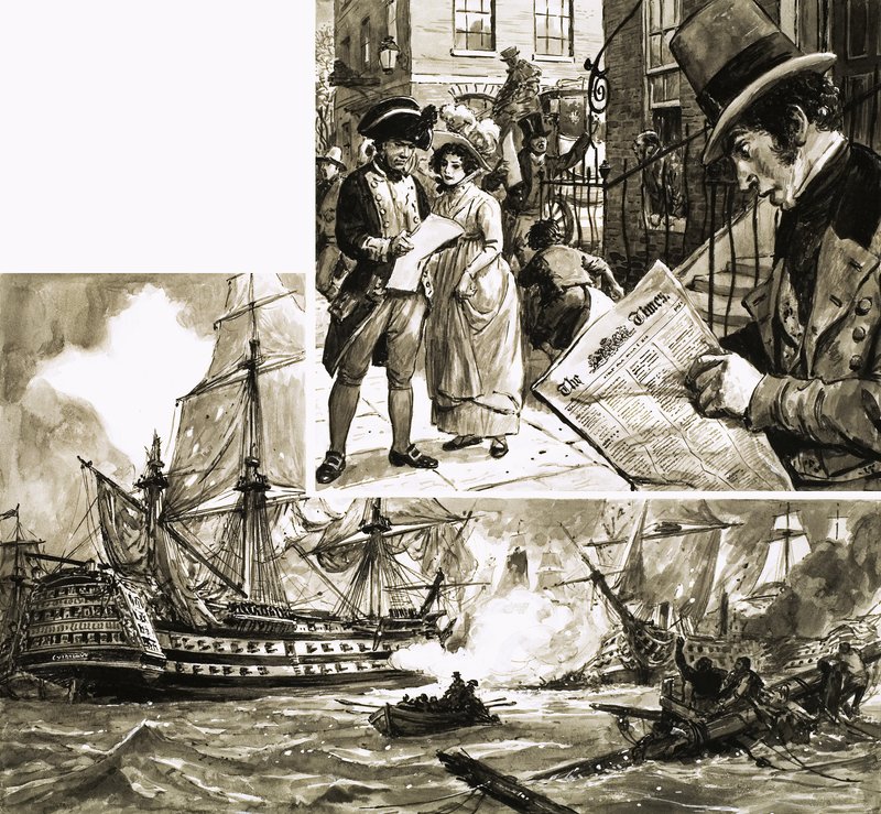 Deník Times poslal domů zprávu o Nelsonově vítězství u Trafalgaru mnohem dříve než vládní kurýři. od C.L. Doughty