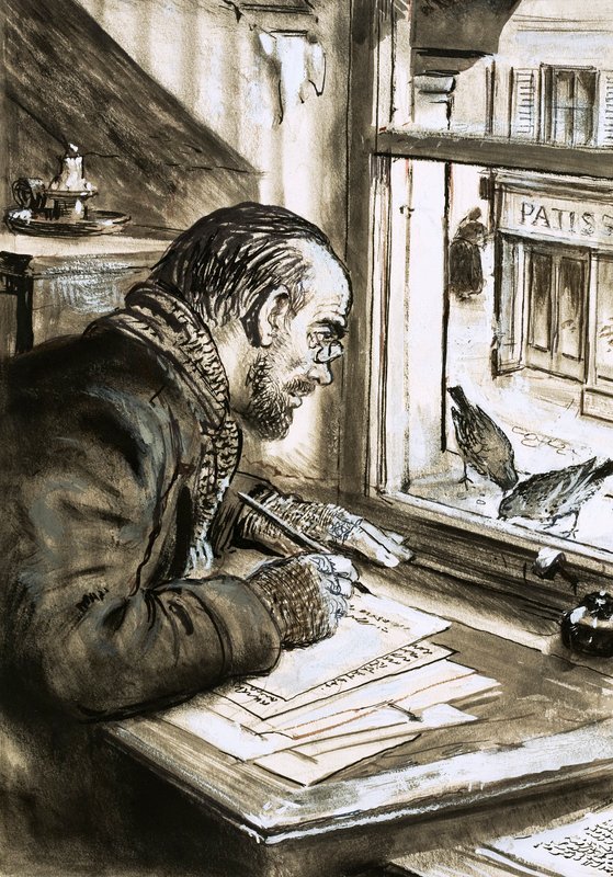Bojovník slov, Emile Zola (kvaš na papíře) od C.L. Doughty