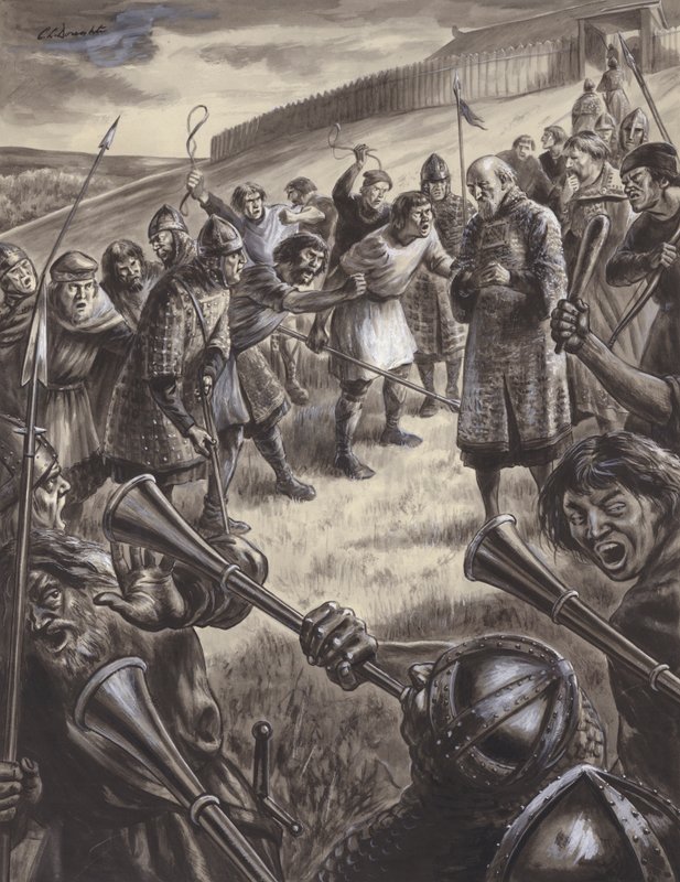 Neidentifikovaný historický výjev (kvaš na papíře) od C.L. Doughty
