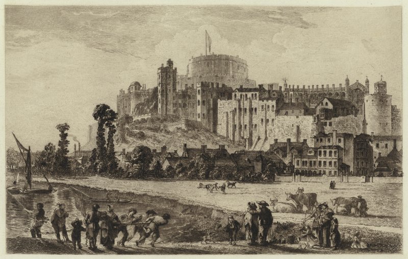 Hrad Windsor v osmnáctém století (rytina) od C.O. Murray